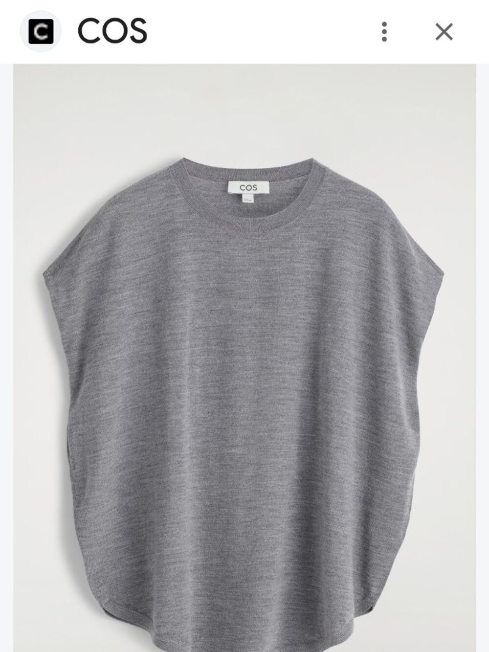 COS Merino Wool Grey Mélange Circle-Cut Top – Size XS